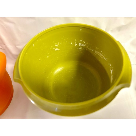 Tupperware Vintage Bowl Container Canister Harvest Fall Colors Set of 2 - Picture 3 of 6